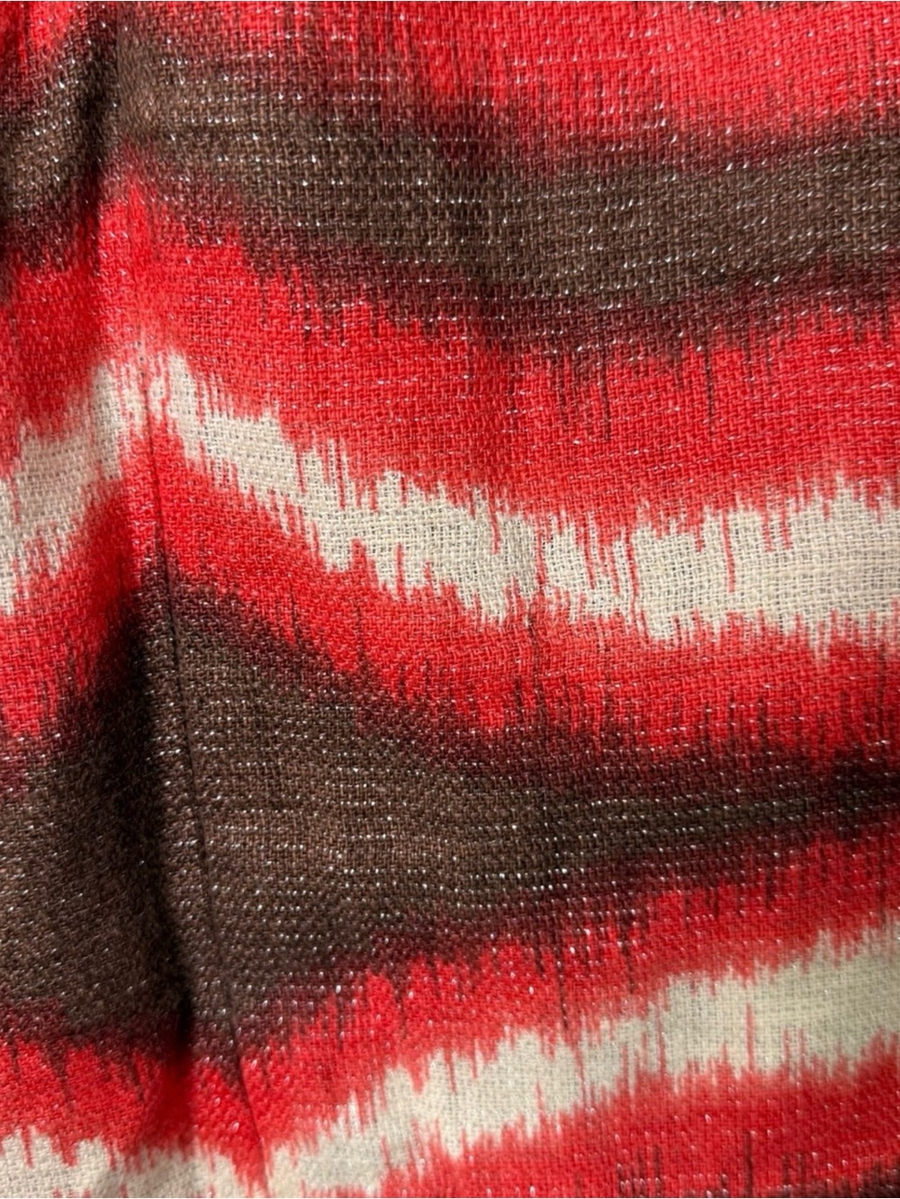 TORY BURCH | Pleated Linen Metallic Thread Abstract Patterned A-Line Skirt Sz. 6 - Picture 3 of 4